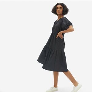 EUC Black Everlane The Tiered Cotton Dress SZ 2 M